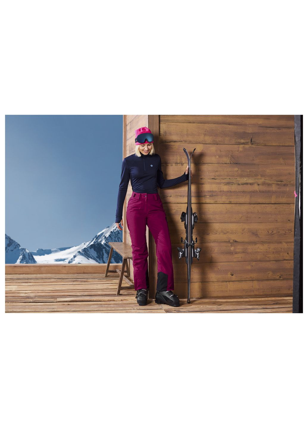 Гірськолижні штани мембранні (3000мм) для жінки THERMOLITE® EcoMade 426396 40(M) малиновий Crivit (297202895)