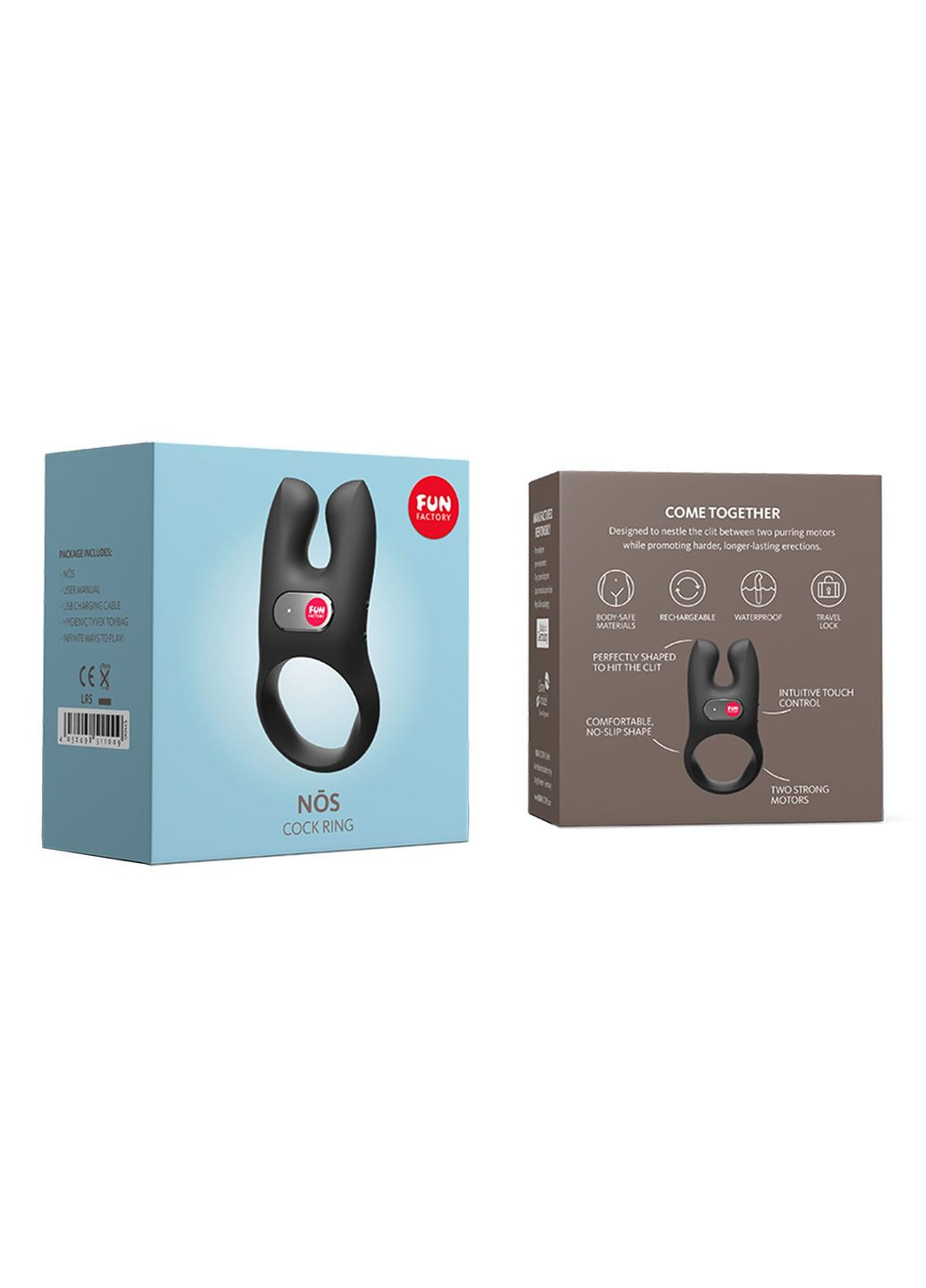 Эрекционное виброкольцо с двойной стимуляцией клитора NŌS black, 2 мотора Fun Factory (315149310)