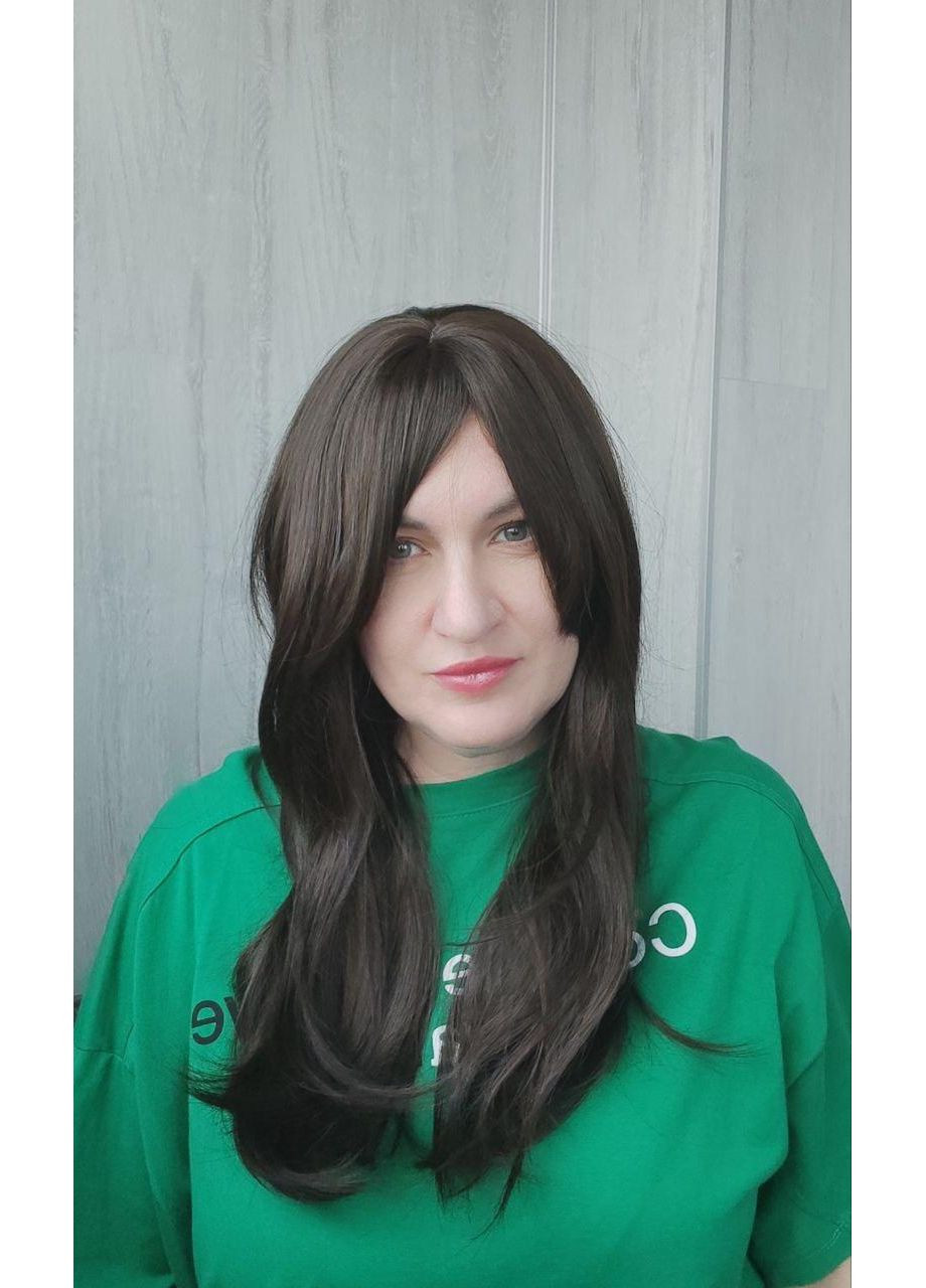 Перука термово середньої довжини для щоденного носіння коричнева (LCI259-8) No Brand (355802144)