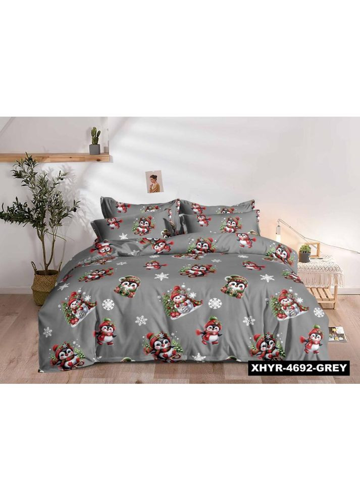 Постільна білизна полуторний Пакистанська байка 150 х 220 см Зимові обійми Сіра 50 х 70 см No Brand (364484995)