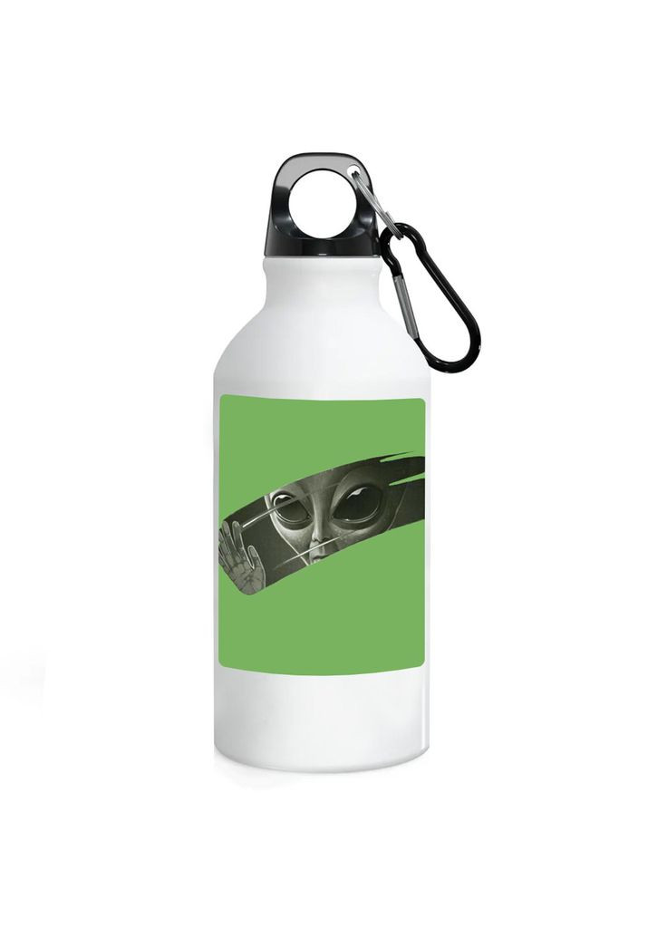 Фляга (бутылка) для воды с карабином Инопланетянин (Туристическая, Для кемпинга, Для спорта) #17 500 мл Белый No Brand (323639812)