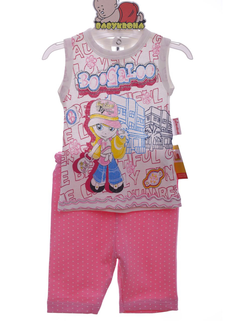 Рожевий літній шорти з майкою для дівчинки трикотажні 62 см (41713) BABYKROHA