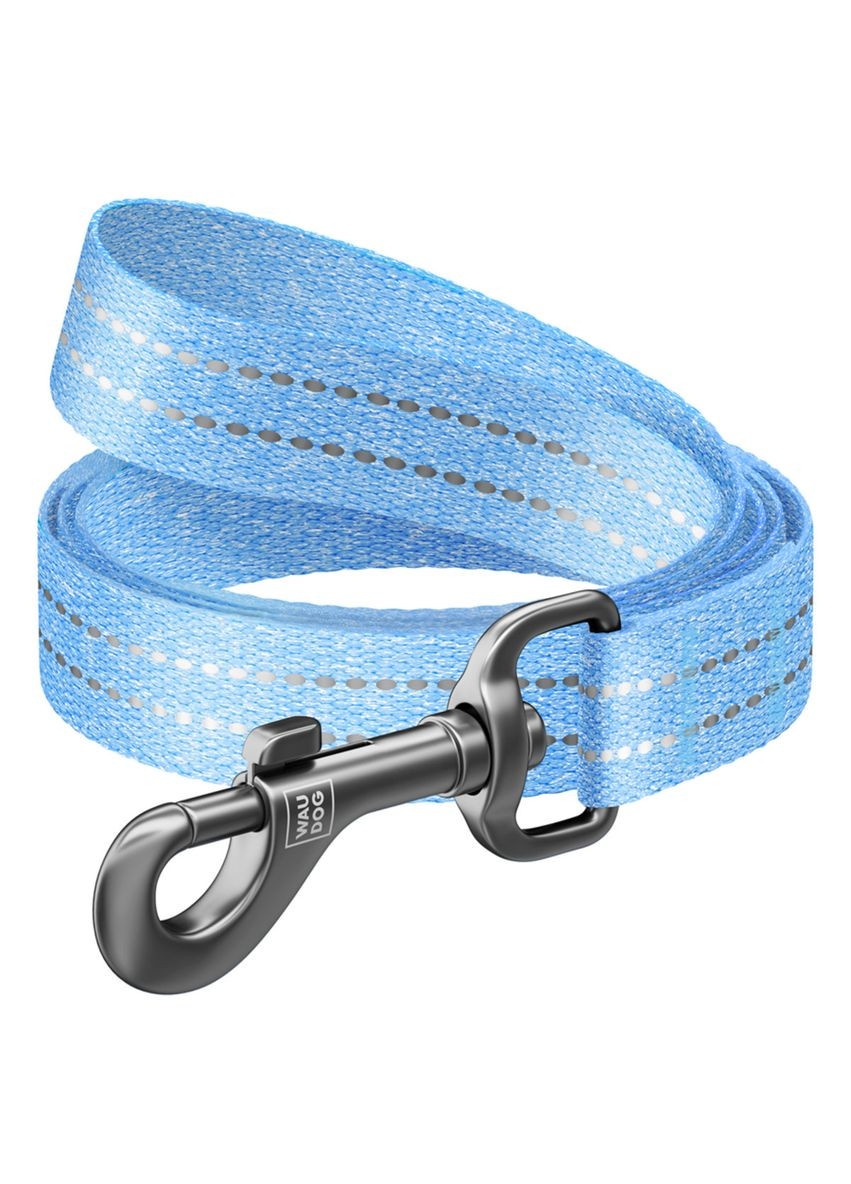 Повідець для собак з відновленої бавовни Re-cotton світловідбивний Ш 25 мм Дл 200 см Блакитний WAUDOG (322527979)