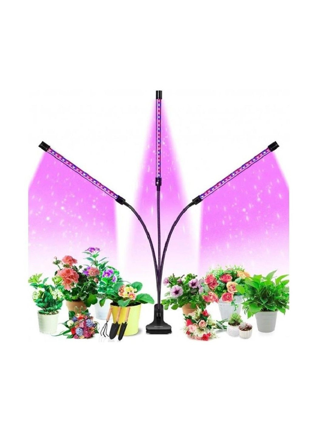 Ультрафиолетовая светодиодная фитолампа GrowLight для растений (3 лампы) с таймером No Brand (331640390)