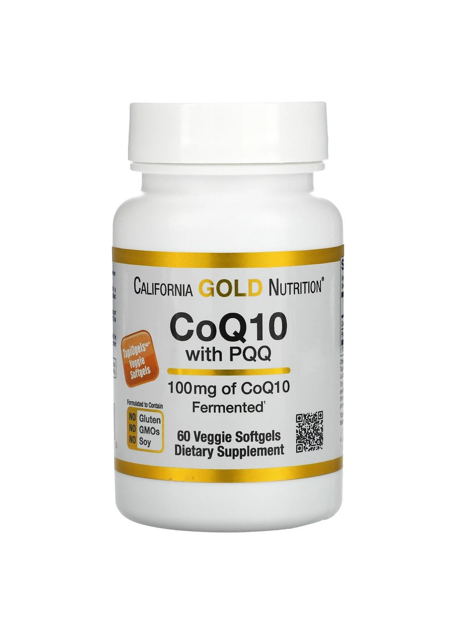 Коэнзим Q10 100 мг California Gold Nutrition убихинон с PQQ для сердца сосудов 60 растительных капсул Jarrow Formulas (277695179)