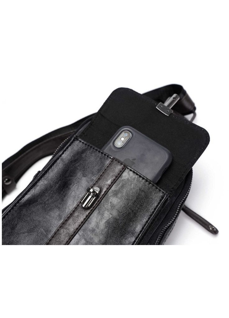 Большая мужская бананка сумка на грудь экокожа черная, сумка-бананка на плечоTT Eton (308050977)