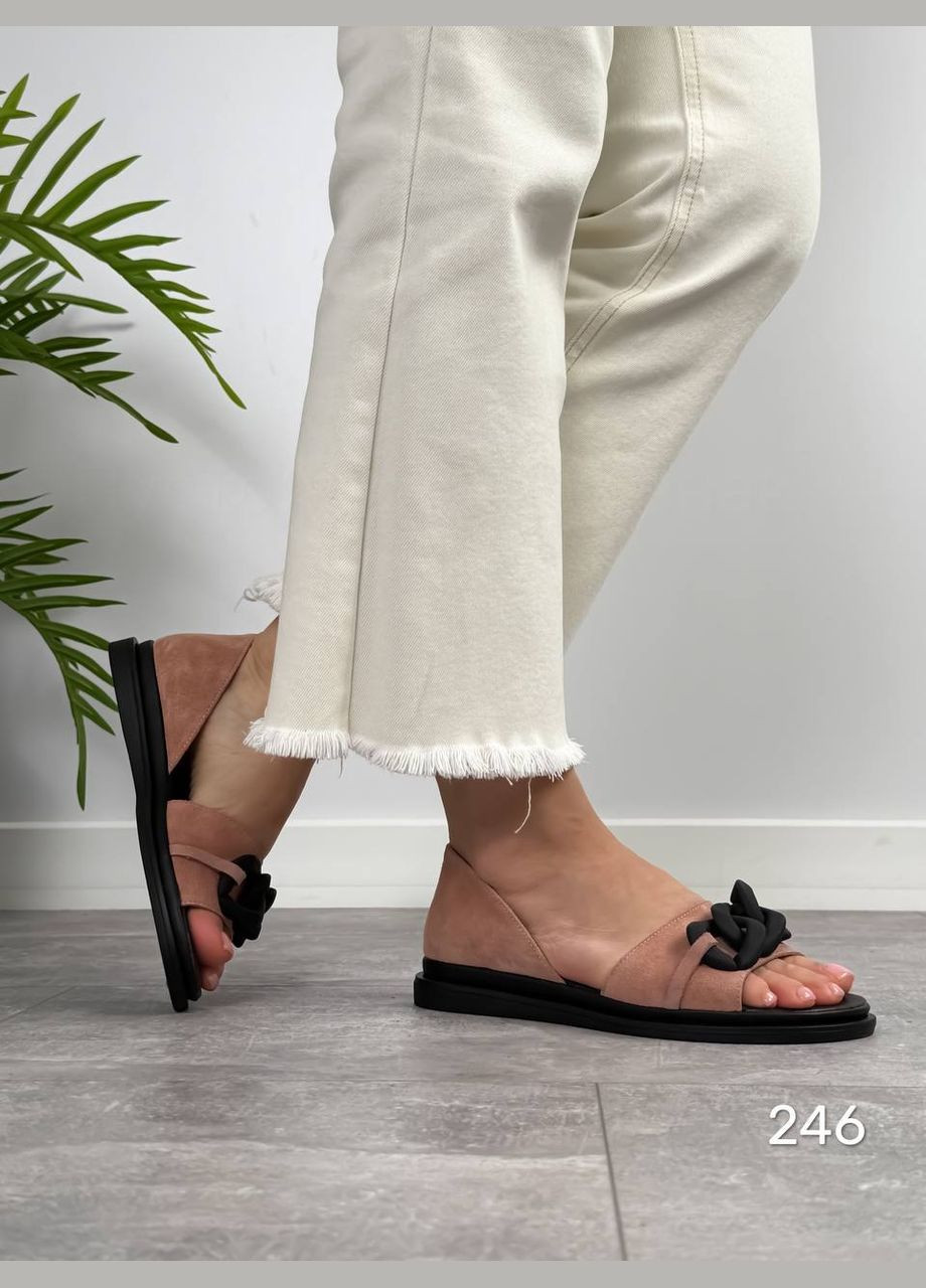 Женские стильные женские балетки | пудровые однотонные цепочки натуральная замша (329454238)