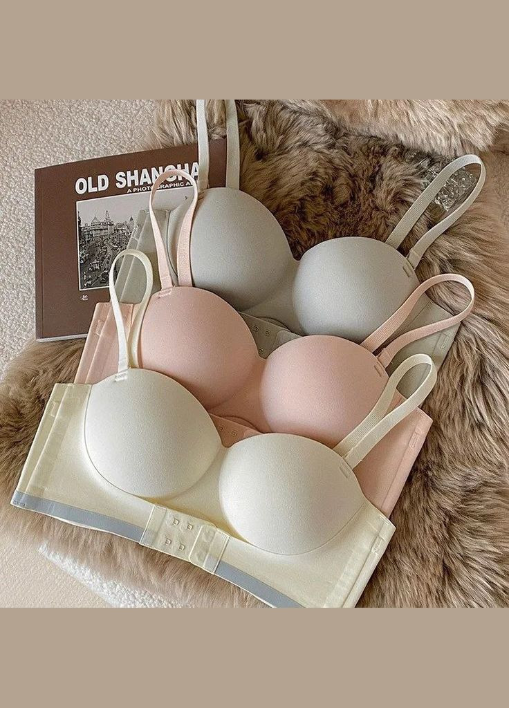 Світло-жовтий безшовний бюстгальтер жіночий з ефектом push up ліфчик оливкового кольору безшовний No Brand без кісточок нейлон