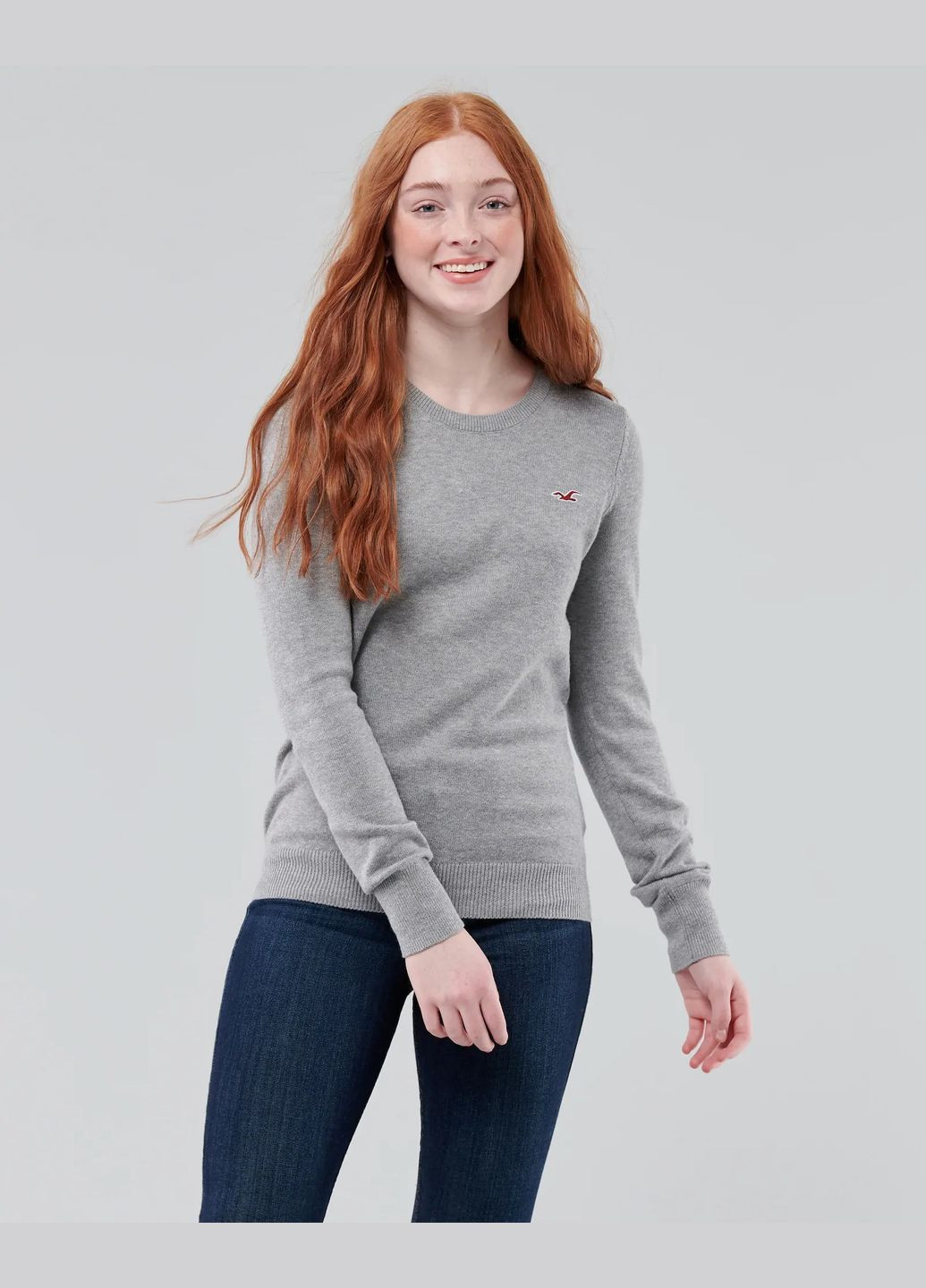 Сірий демісезонний светр жіночий - светр hc8478w Hollister