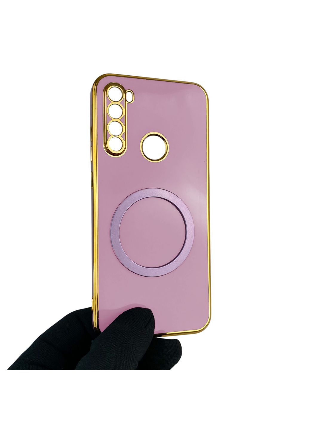 Чохол для Redmi Note 8T глянцевий з кільцем MagSafe із золотою окантовкою на сяомі редмі нот 8т чорничний gs1 Xiaomi (366234218)