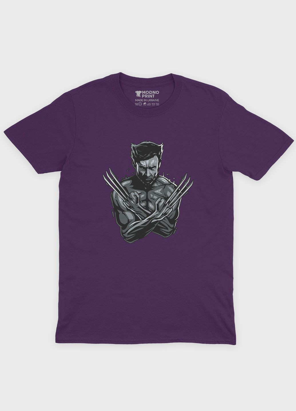 Фіолетова демісезонна футболка для хлопчика з принтом супергероя - росомаха (ts001-1-dby-006-021-005-b) Modno