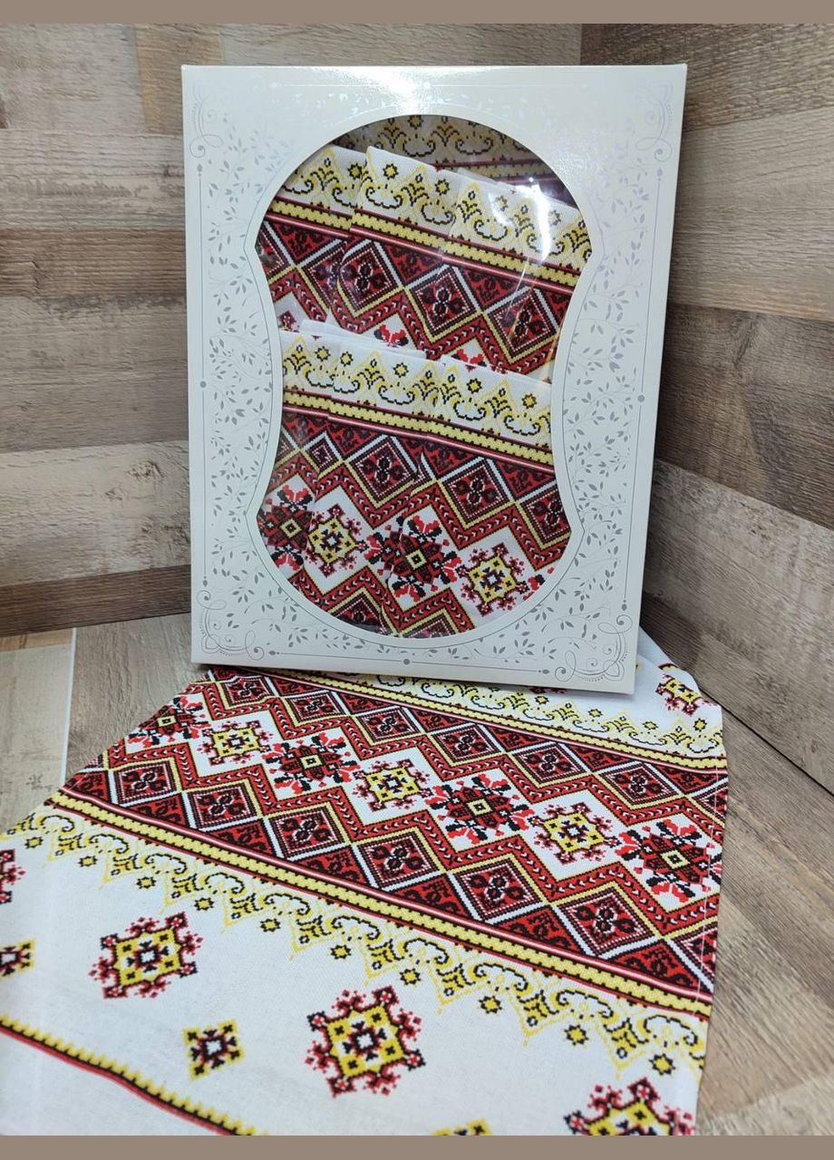 Набор в подарочной коробке лен Скатерть (150x220)+полотенца 6 штук (35x70) (П4К-Al-nabir-lyon-0013-02) No Brand (308754807)