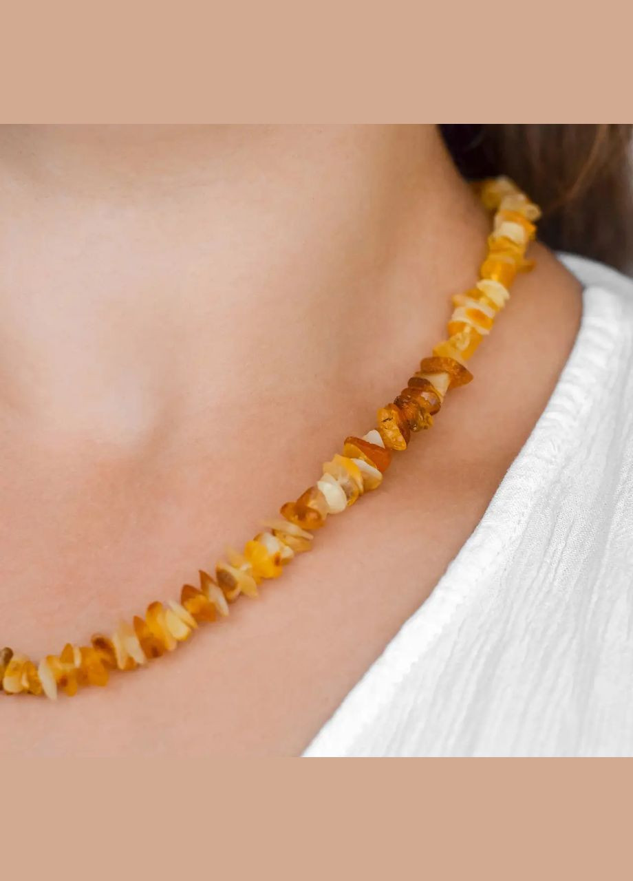 Намисто натуральний необроблений камінь лікувальний Бурштин на замку вкрутці 9-2мм+- L-50см(+-) No Brand Чокер (301279095)