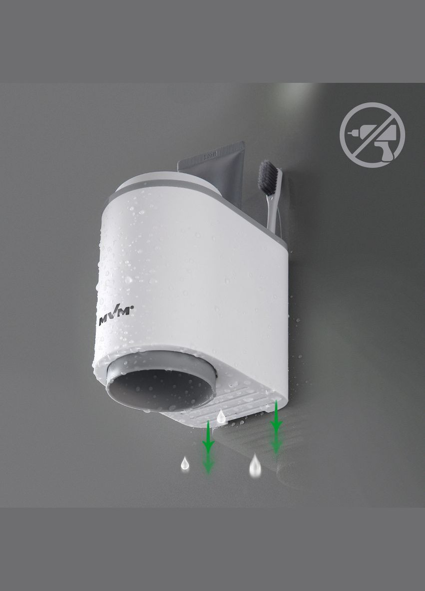 Держатель для зубных щеток со стаканами MVM BP-20 клеящийся Бело-серый (BP-20 WHITE/GRAY) МВМ (365280708)