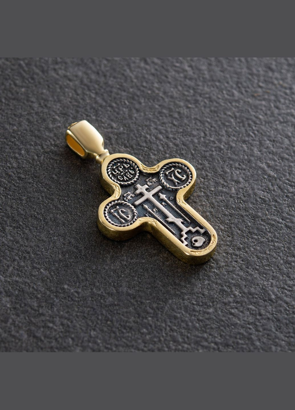 Срібний православний хрестик Голгофський (позолота, чорніння) 132438 Oniks (264022690)