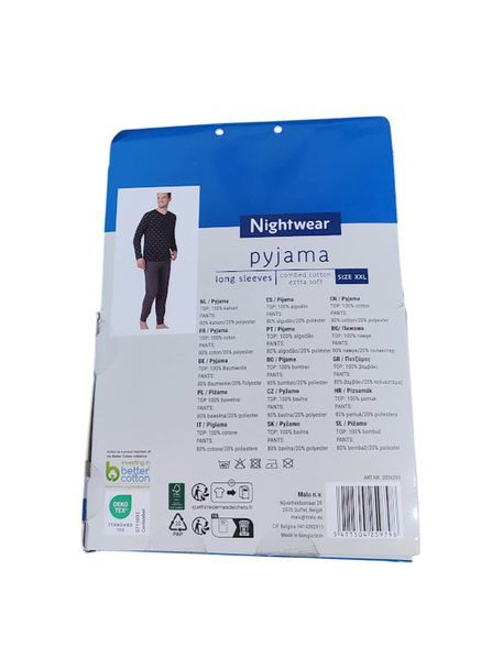Чоловіча піжама з довгим рукавом nightwear, розмір xxl, чорний No Brand (363819635)