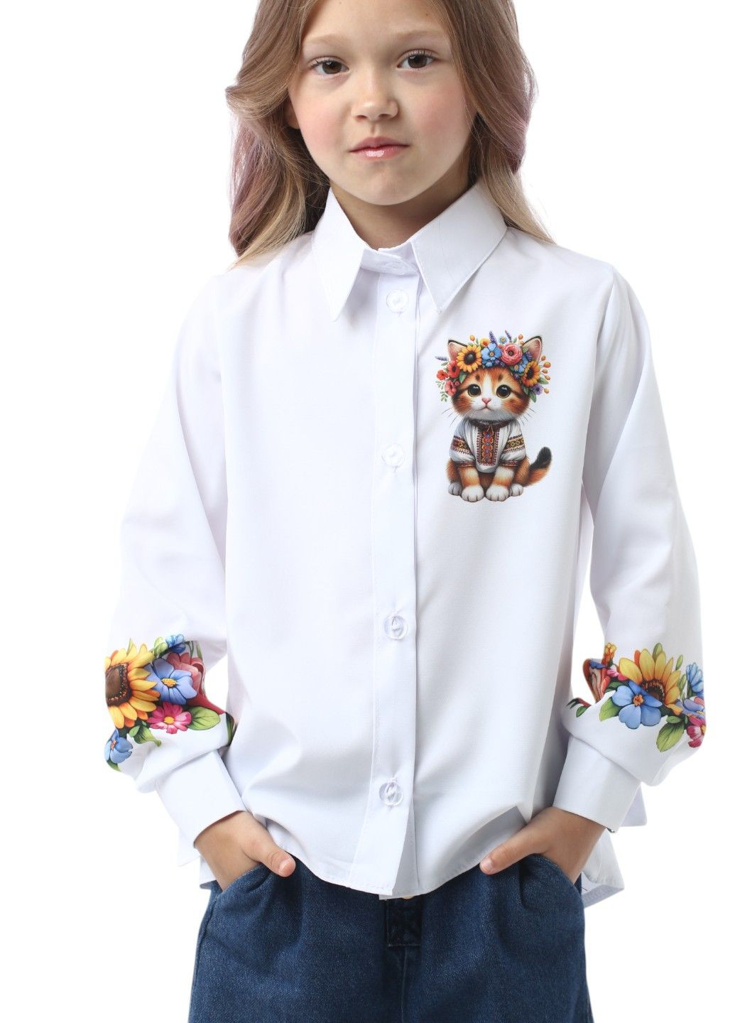 Белая кэжуал рубашка с орнаментом Leka