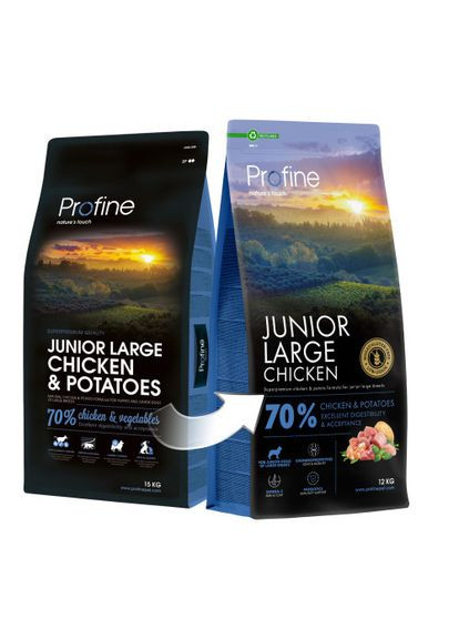 Корм сухий Junior Large Chicken and Potatoes для цуценят та юніорів великих порід, з куркою та картоплею, 12 кг Profine (322874930)