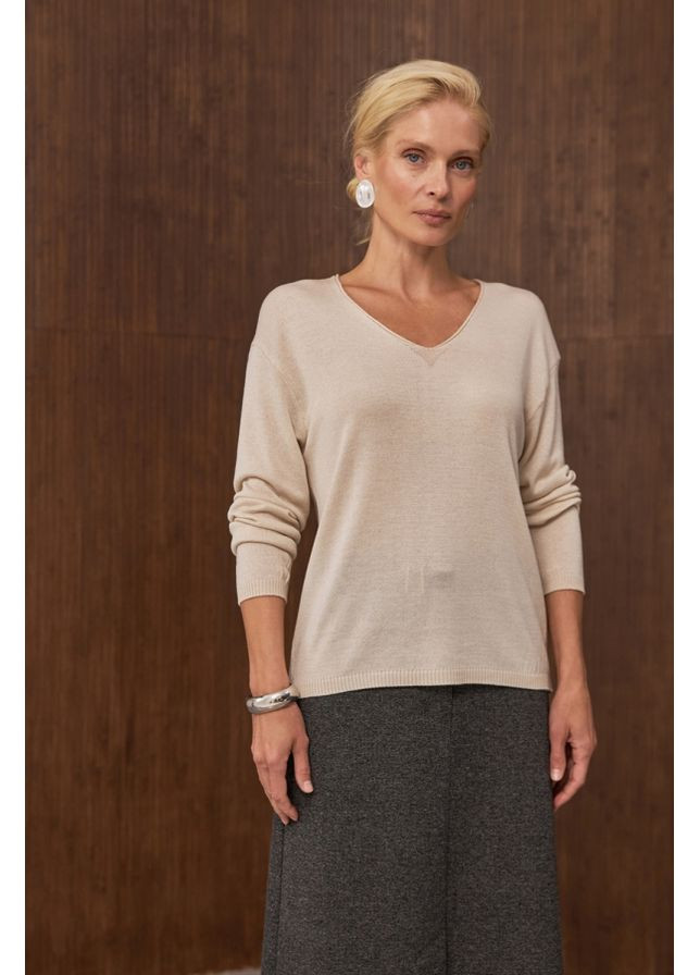 Перловий демісезонний жіночий легкий напівпрозорий джемпер (2907) Triko Bakh