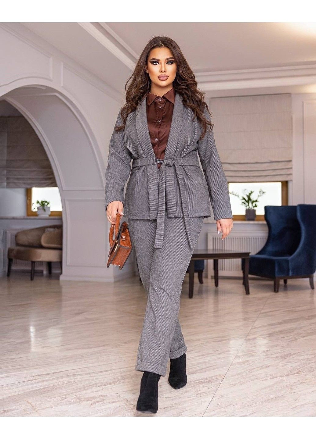 Кашемировый костюм, мод ДК-343, серый, размер 60 No Brand (355469622)