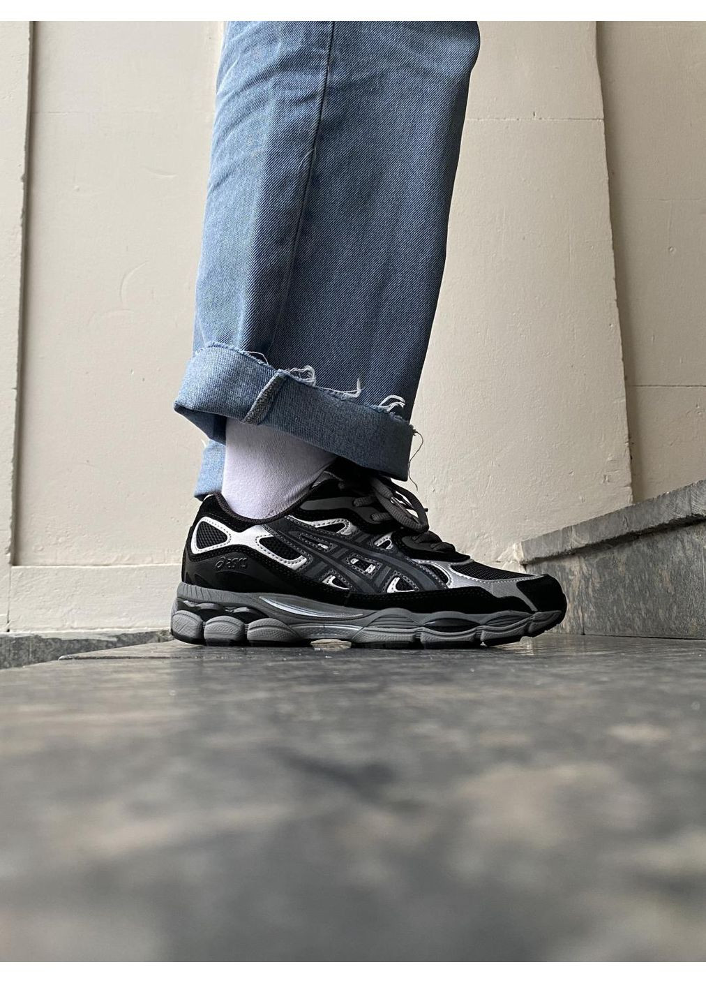 Сірі Осінні кросівки чоловічі asics gel-nyc graphite grey black асікс гель нюк No Brand