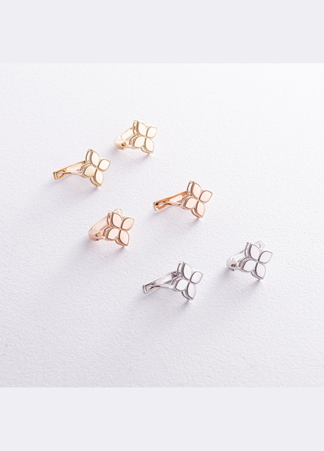 Серьги Клевер в белом золоте с08455 Oniks (307840494)