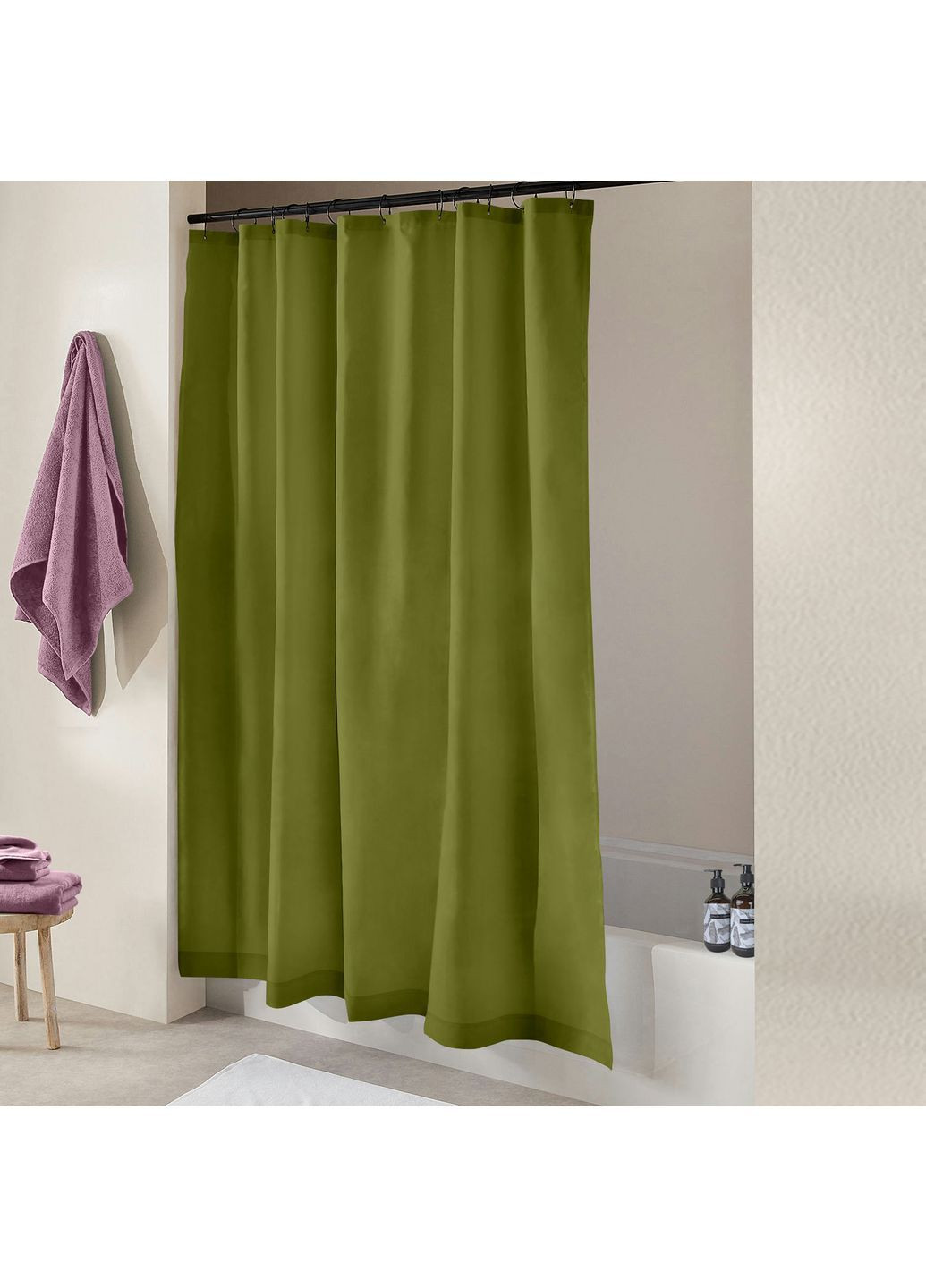 Шторка для душа и ванной AVOCADO с кольцами 180х180 см Хаки Cosas (372991205)