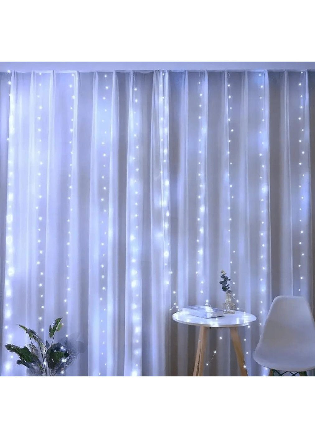 Світлодіодна внутрішня гірлянда штора роса на вікно з живленням від USB пультом 3х2 м 200 LED (478616-Prob) Холодна біла Unbranded (307425243)