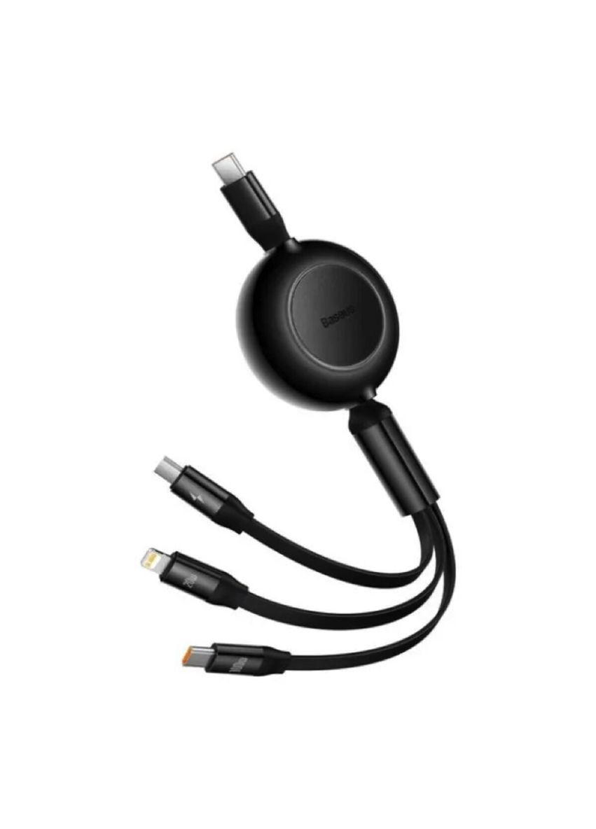 Кабель Bright Mirror 2 Series Retractable 3-in-1 Fast Charging Data Cable Type-C to M+L+C 100W 1.1m Black Baseus Bright Mirror One-for-three Retractable Data Cable (340278398)