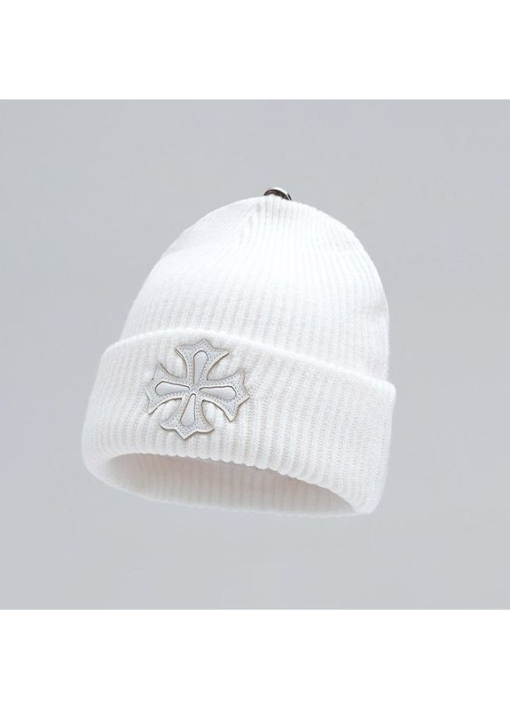 Жіноча шапка Chrome Hearts Ribbed Beanie with Cross Patch Розмір 56см Сірий No Brand (360601924)