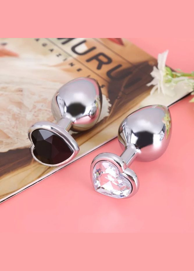 Анальный плуг пробка S с красным камнем в форме сердца с лубрикантом Шоколад No Brand (340914449)