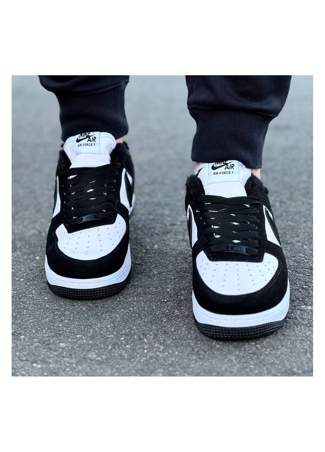 Чорно-білі Зимовий стильні кросівки з хутром No Brand