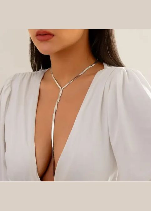 Довгий ланцюжок з переплетом, чокер, кольє. Біжутерія! No Brand (292732516)