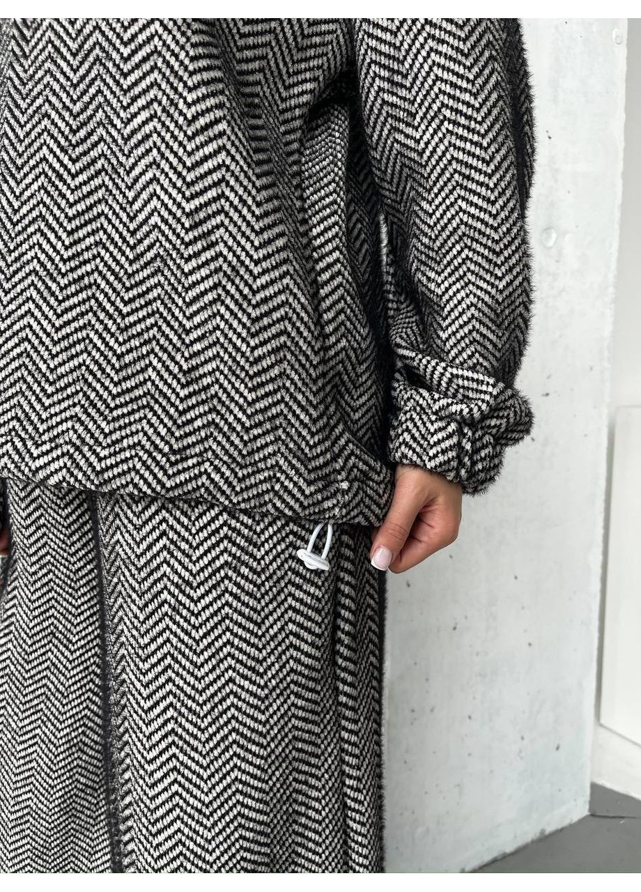 Базовый женский костюм из альпаки черно-белого цвета 35969 No Brand (369573666)