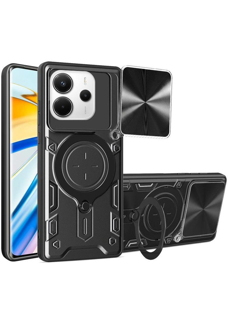 Ударостійкий чохол Bracket Ringstand із захисною шторкою для камери на Xiaomi Redmi Note 14 4G (Europe version) Epik (342397309)