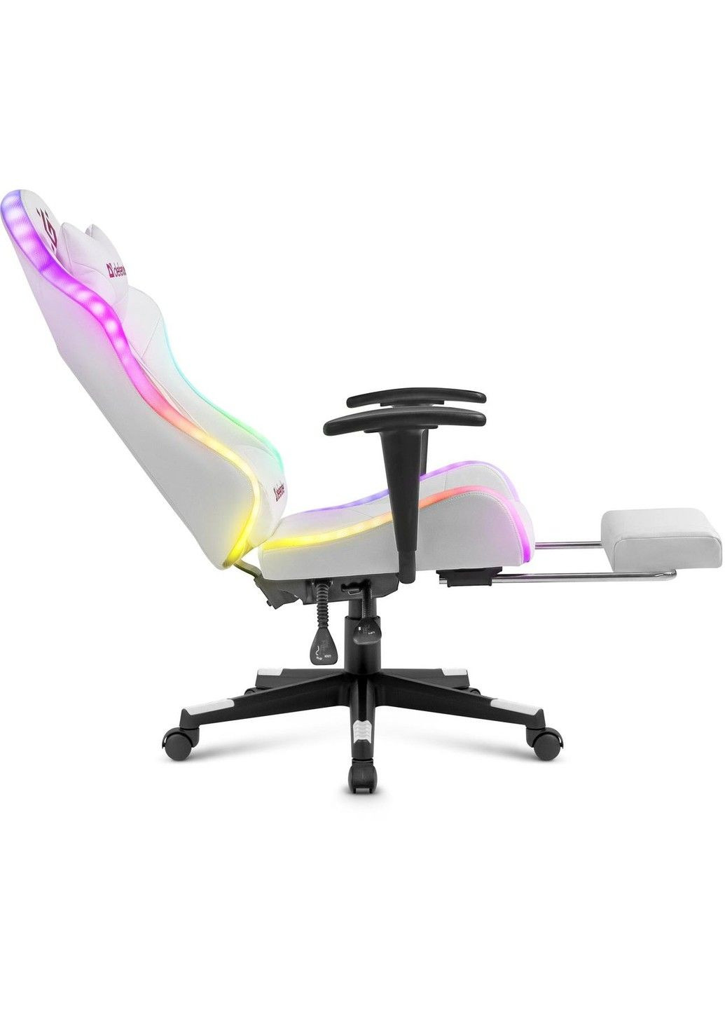 Геймерське крісло Defender Watcher поліуританове з RGB підсвічуванням та підніжкою (Біле) No Brand (332634804)