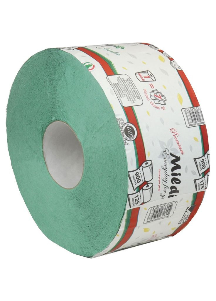 Туалетная бумага Premium Jambo однослойная, 125 метров 900 отрывов, зеленая Mildi 4820032450583 (328200220)