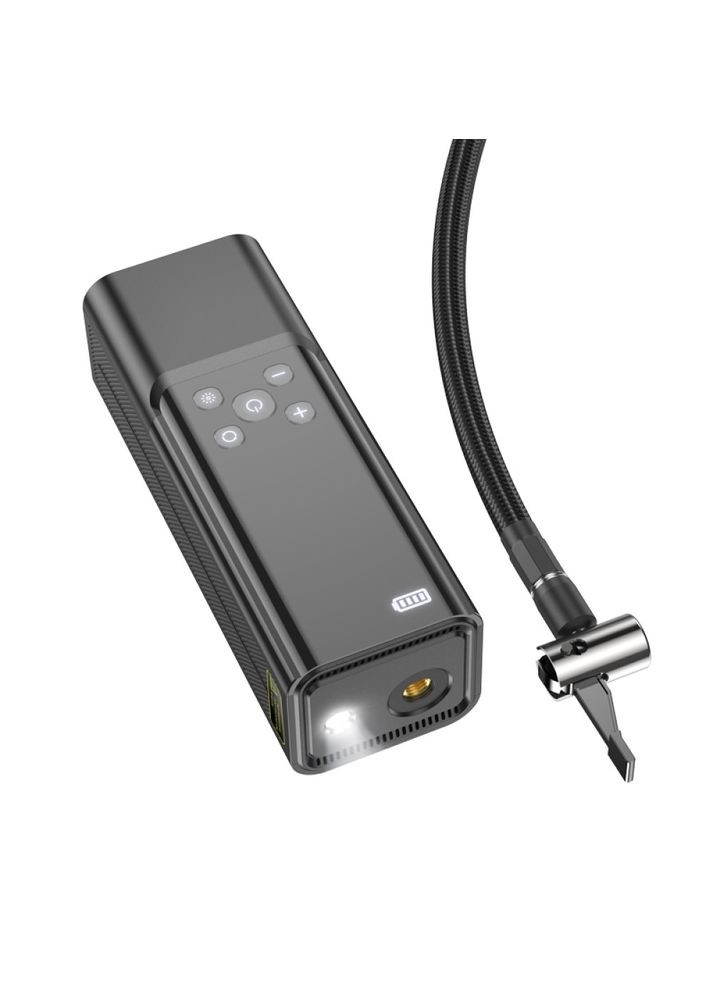 Портативный воздушный насос ZP7, до 10 атм, встроенный аккумулятор 5000mAh, фонарик, Black, Box Hoco (371632784)