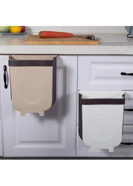 Складне відро для сміття на двері контейнер для сміття Foltable Trash Bin бежевий UKC (383040775)