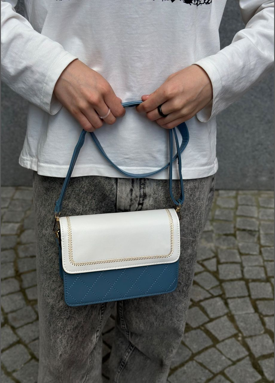 Жіноча біло блакитна сумка 6037 крос-боді No Brand (303323060)