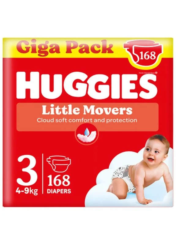 Подгузники Little Movers 3 (4-9 кг) M-pack, 168 шт (5029053577852) Huggies (400440387)