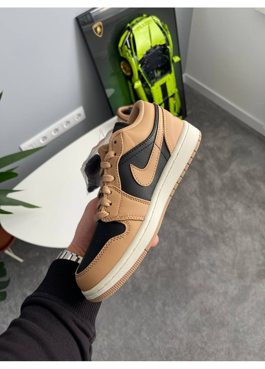 Коричневые демисезонные кроссовки мужские и женские nike air jordan 1 low gs "desert" | найк эир джордан 1 коричневые No Brand