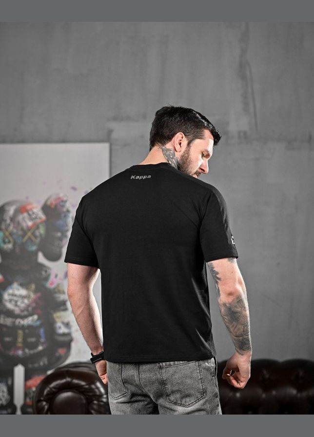 Черная стильная мужская футболка черная Kappa