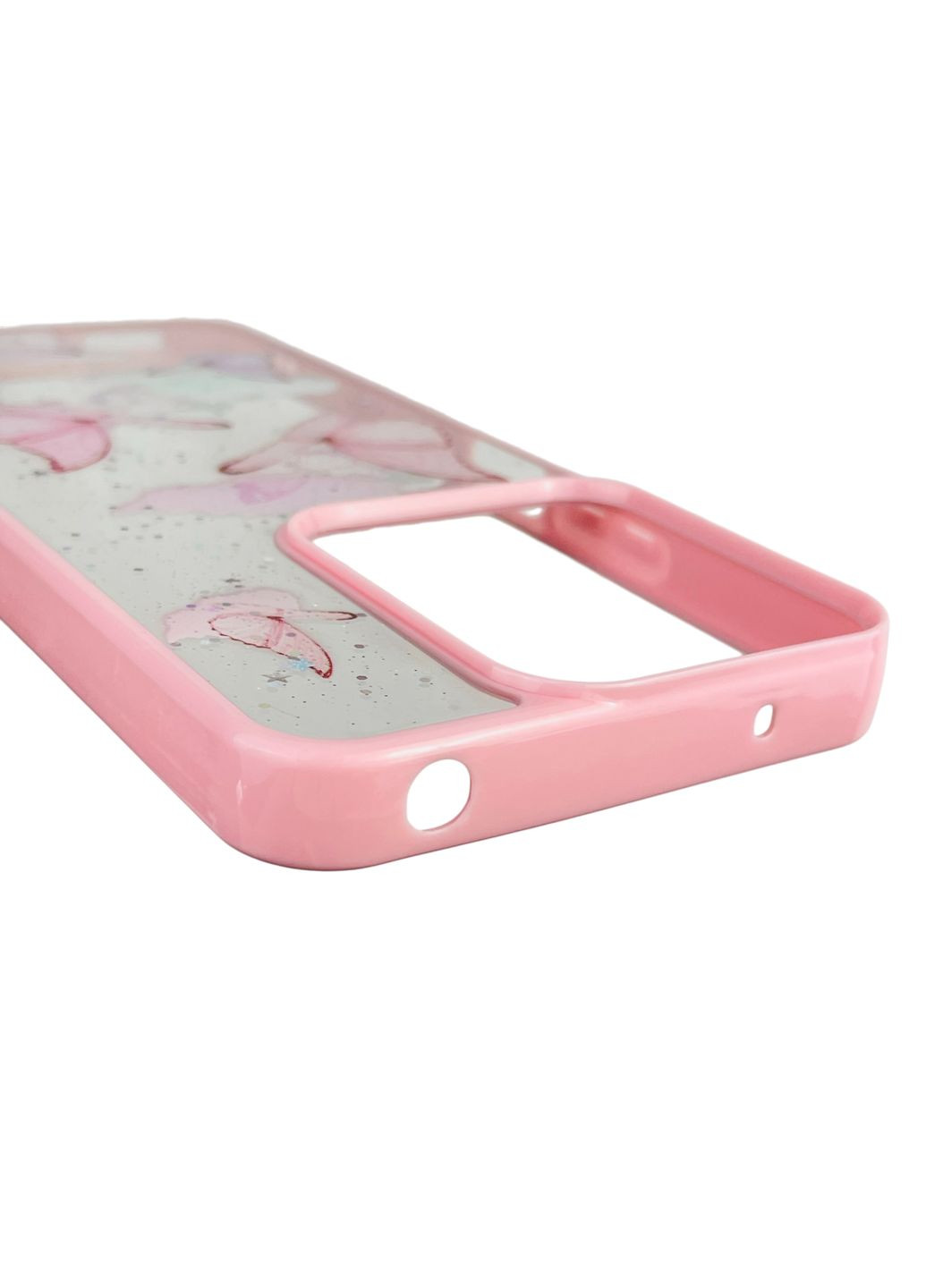 Чохол для Redmi 13 з блискітками з метеликами на сяомі редмі 13 рожевий Xiaomi (366389871)