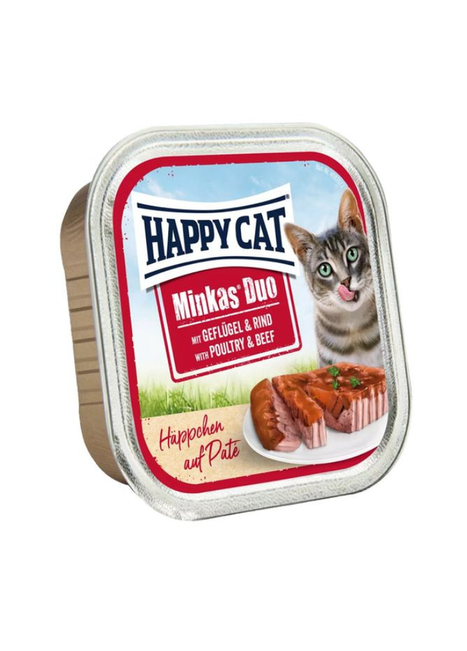 Влажный корм с птицей и говядиной для котов Minkas Duo Geflugel + Rind, 100 гр (4001967173499) Happy Cat (358883368)
