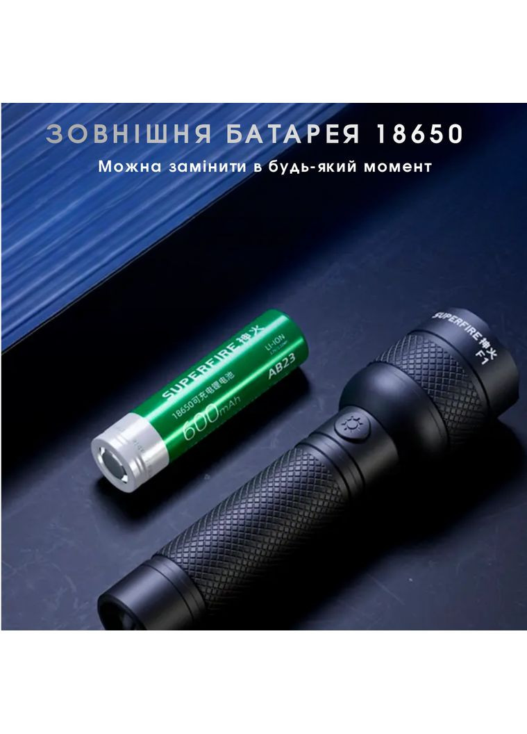 Компактный ручной фонарик с пятью режимами работы F1 SUPERFIRE (372179103)