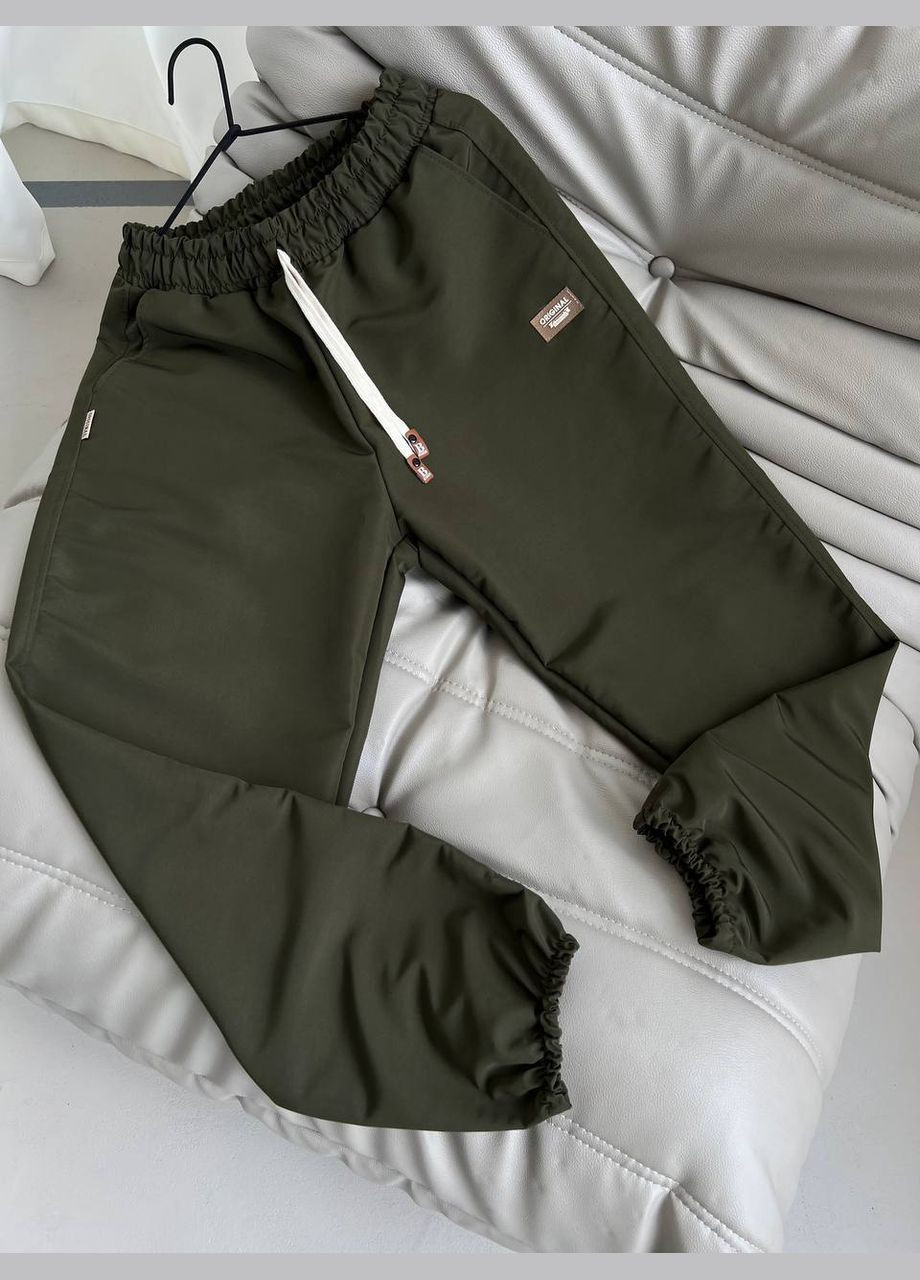 Качественные цвета хаки штаны карго с двумя карманами из качественной турецкой ткани, штаны карго на резинке и манжетах No Brand 530-3 (290999218)