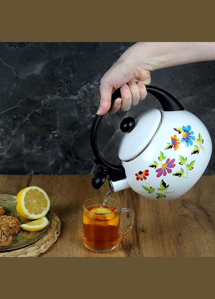 Чайник 2,2 л. эмалированный со свистком Цветы Kamille (311601787)
