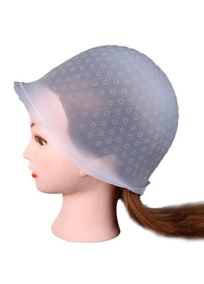 Силіконова шапка для мелірування волосся з гачком, багаторазового використання, прозоро-біла No Brand (299484328)