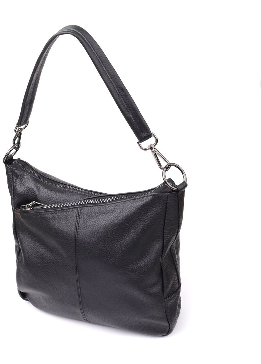 Сумка крос-боді через жіноче плече з натуральної шкіри середня Чорний 38361 Vintage (355245204)